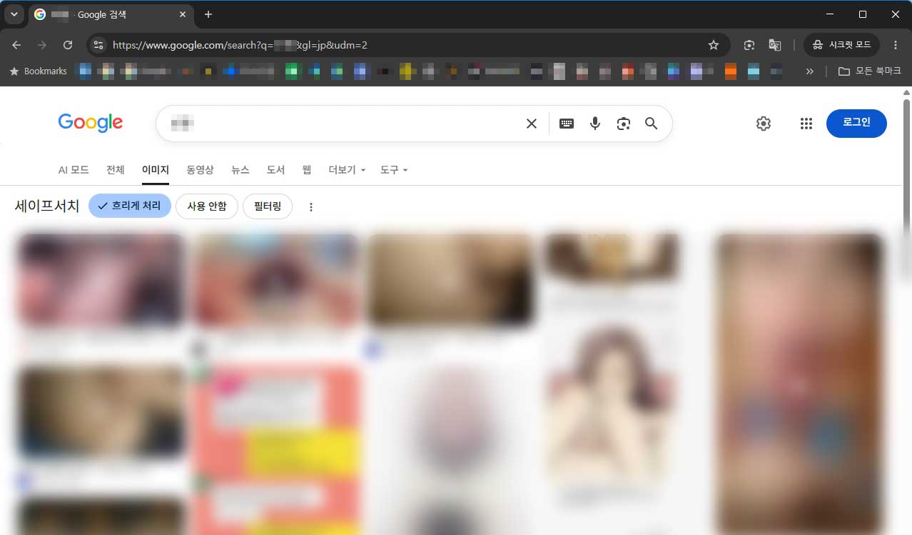 gl=jp와 udm=2를 함께 적용한 Google 이미지 검색 화면